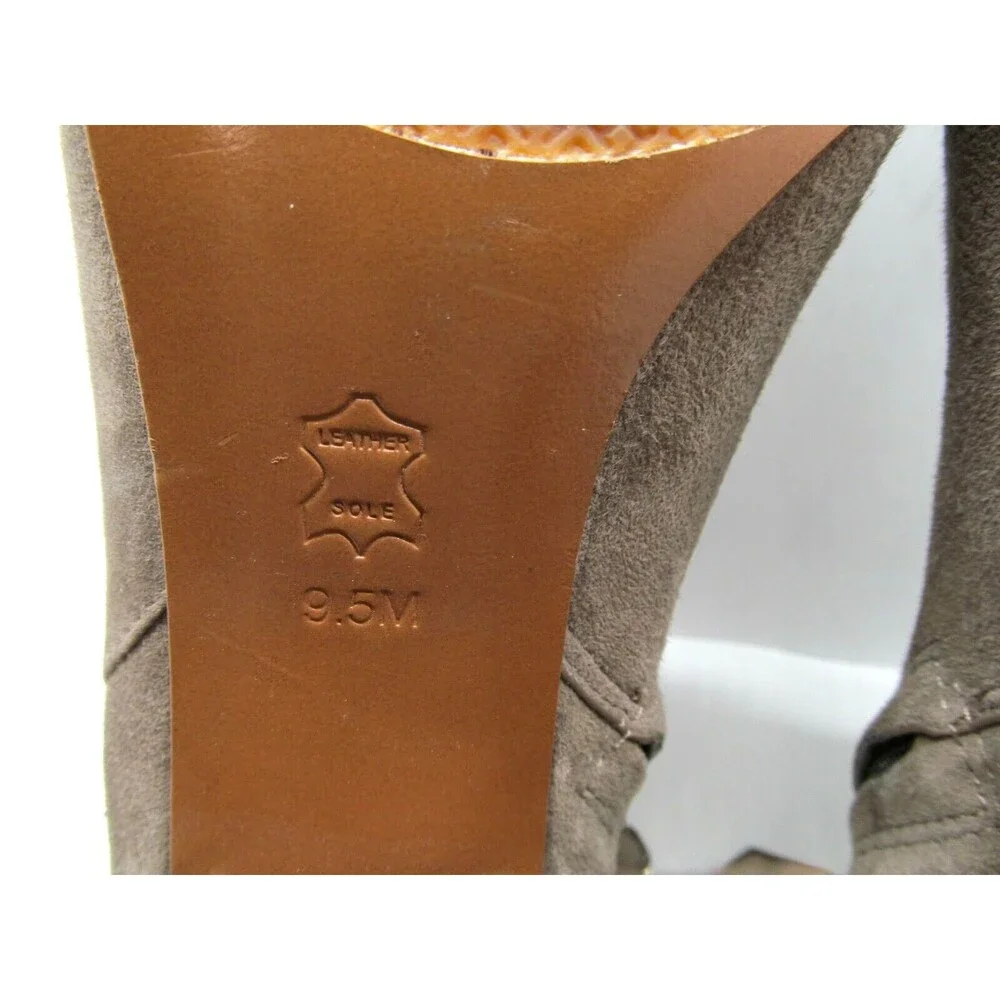 Tory Burch Tan Suede Side Zip Ankle Booties With Stacked Heels Womens US 9.5 M